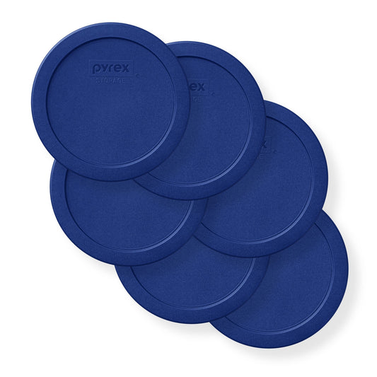 4-cup Round Dark Blue Plastic Lids, 6-pack